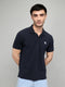 Rock.it Men Navy Blue Solid Collar Half Sleeve T-Shirt