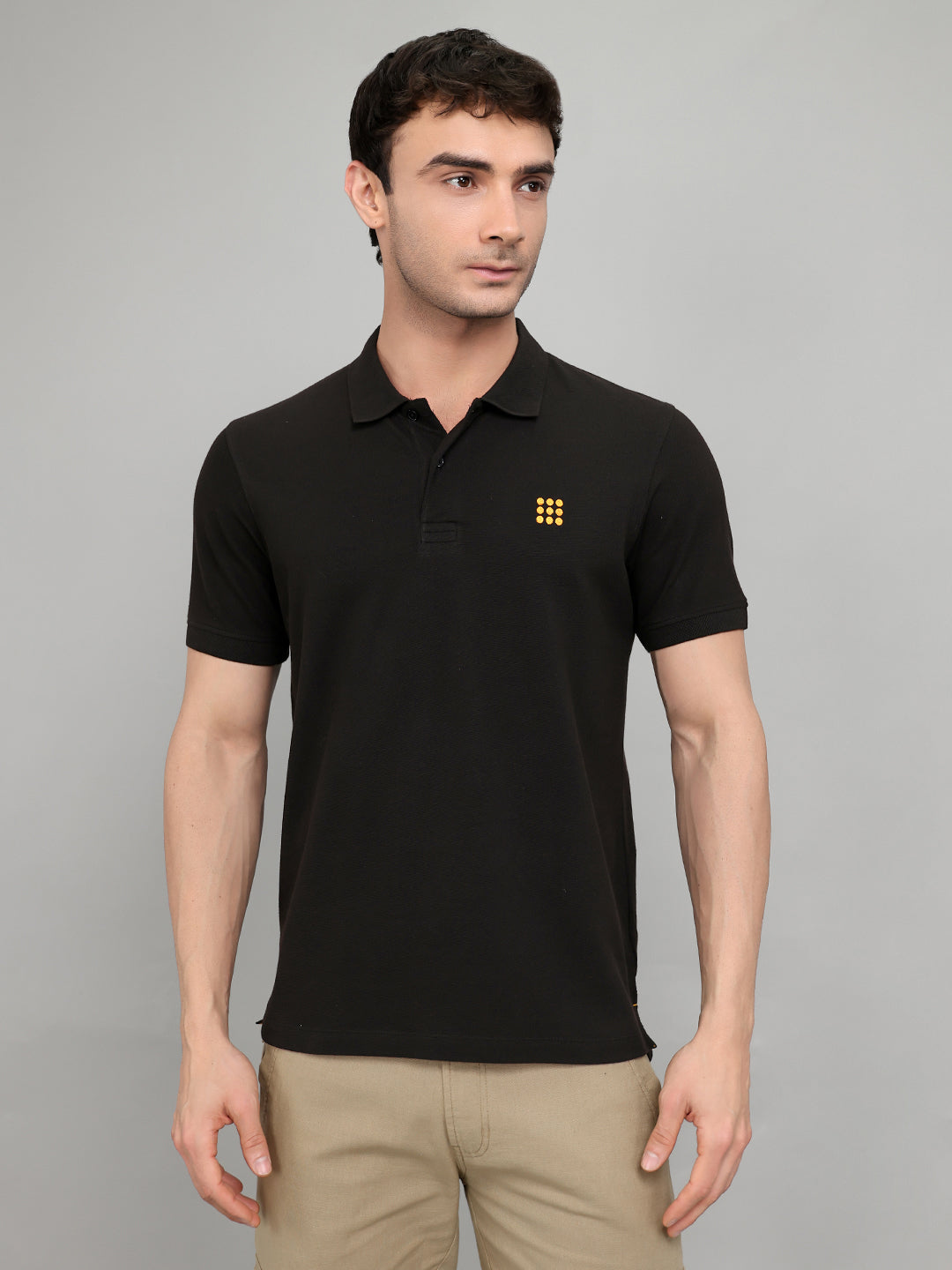 Rock.it Men Black Solid Collar Half Sleeve T-Shirt