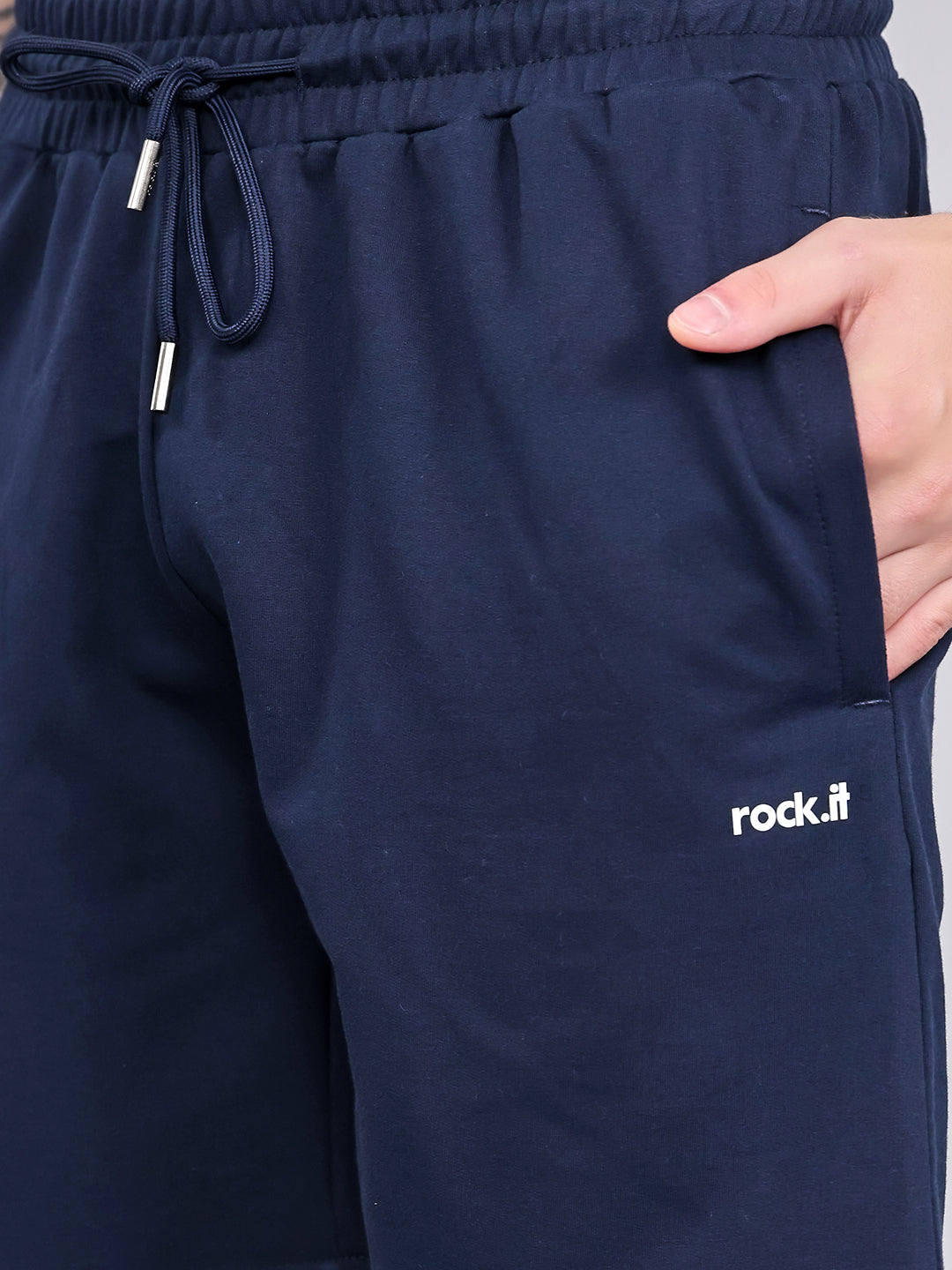 Rock.it Men Navy Blue Solid Regular Fit Shorts