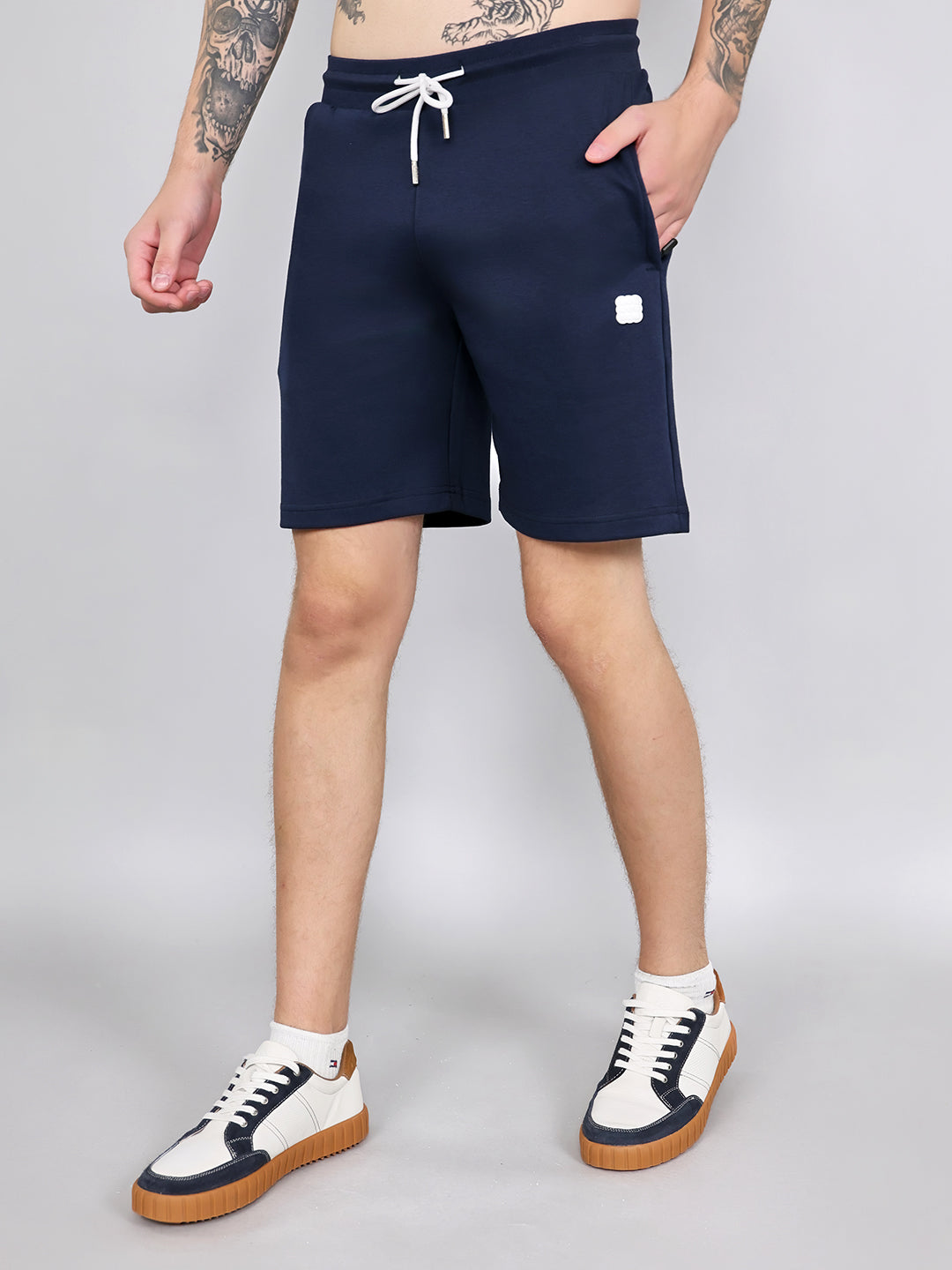 Rock.it Men Navy Blue Solid Regular Fit Shorts