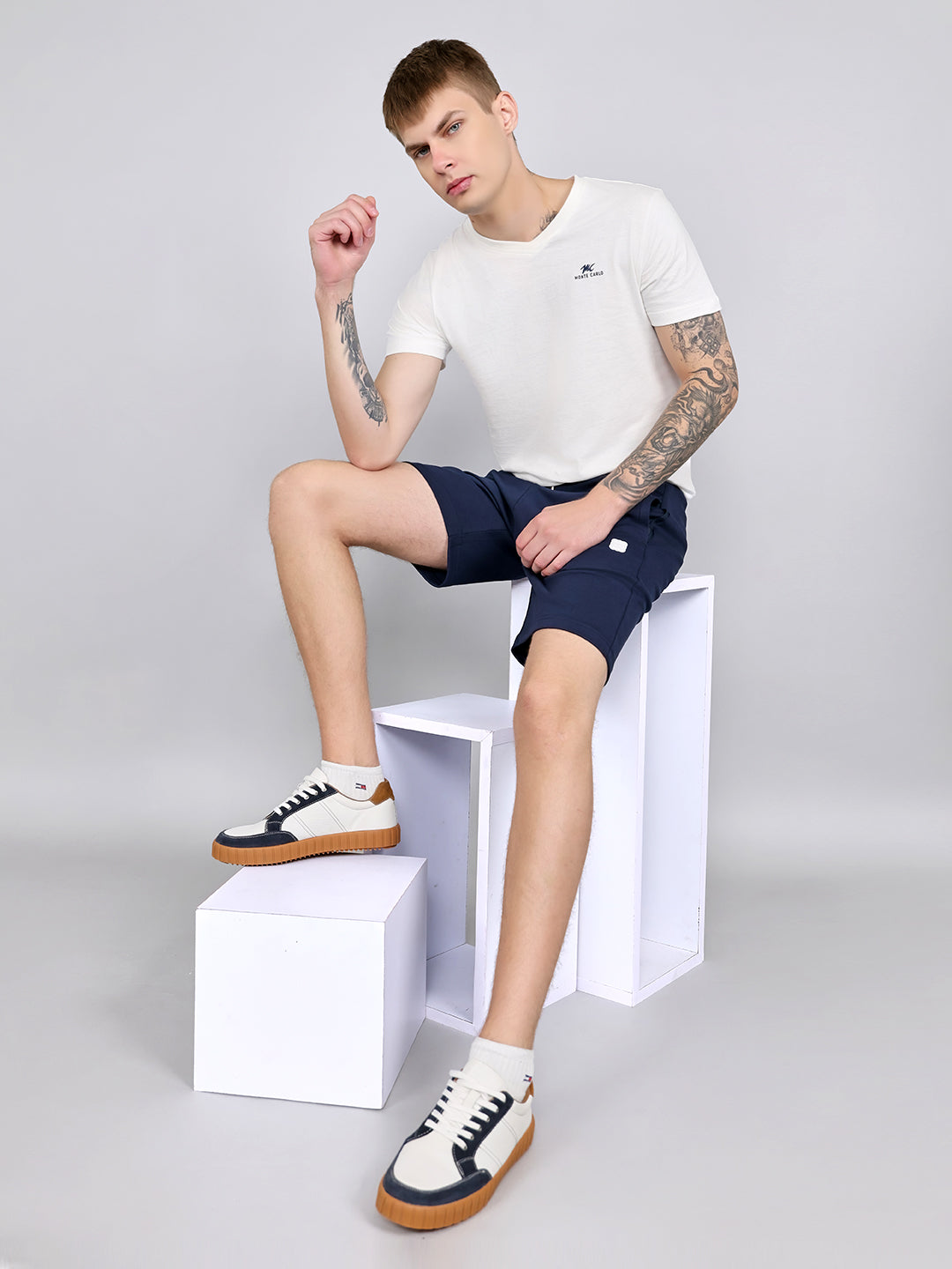 Rock.it Men Navy Blue Solid Regular Fit Shorts