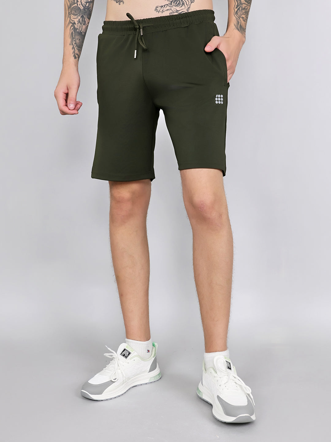 Rock.it Men Olive Solid Regular Fit Shorts