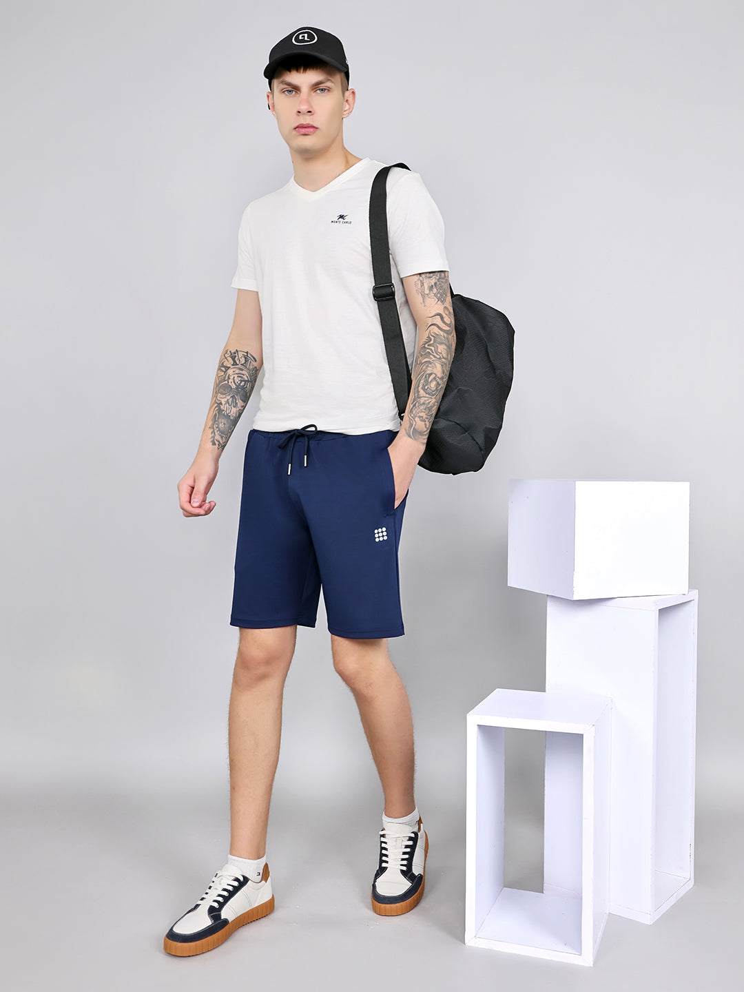 Rock.it Men Navy Blue Solid Regular Fit Shorts