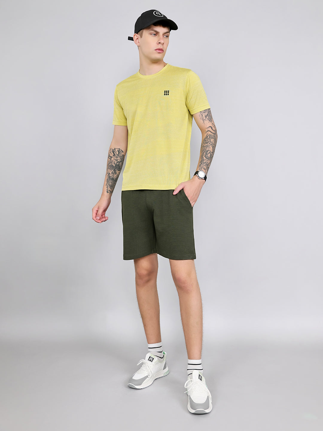 Rock.it Men Olive Solid Regular Fit Shorts