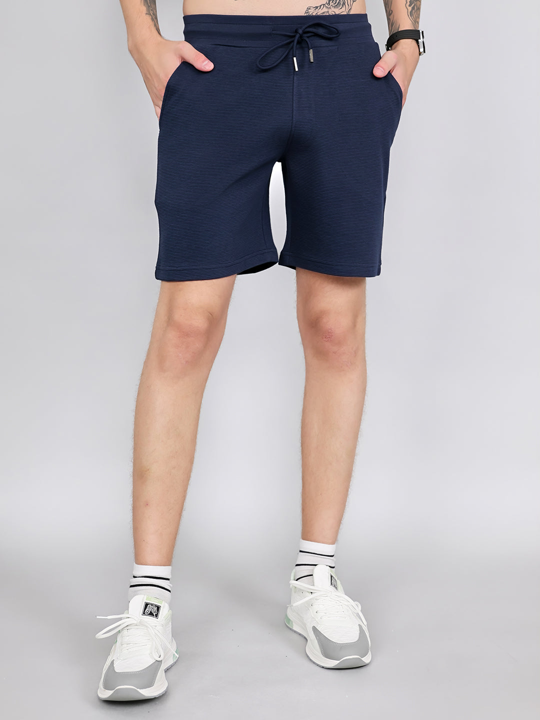 Rock.it Men Navy Blue Solid Regular Fit Shorts