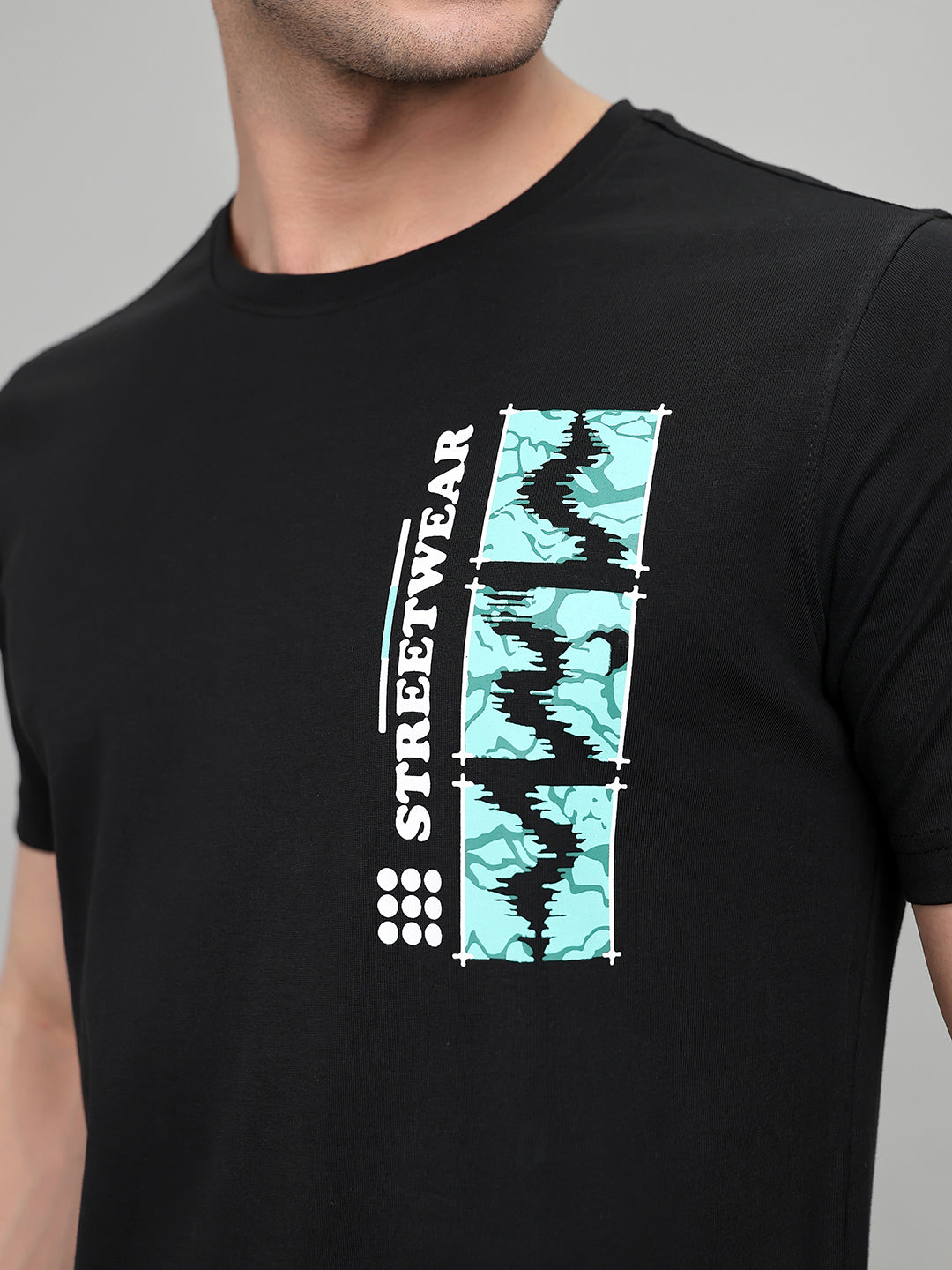 Rock.it Men Black Printed Round Neck Half Sleeve T-Shirt
