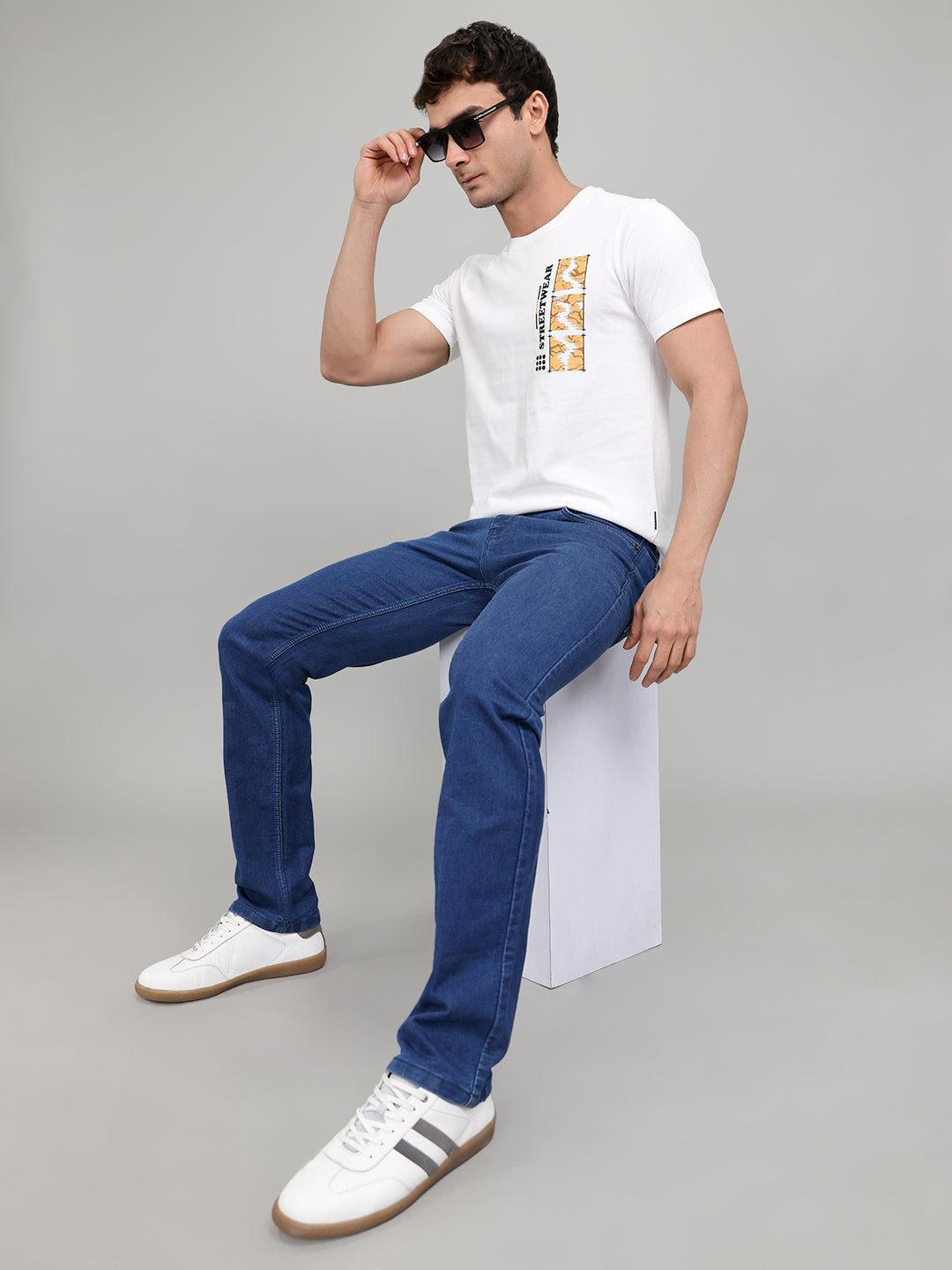 Rock.it Men White Printed Round Neck Half Sleeve T-Shirt