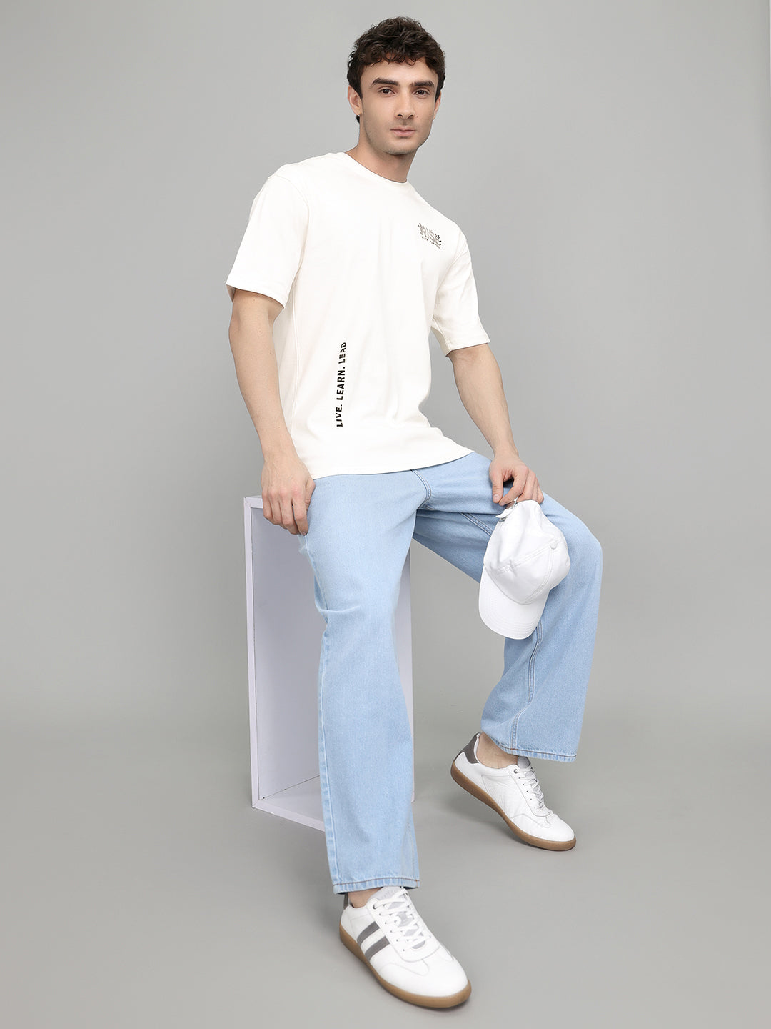 Rock.it Men Off White Back Printed Round Neck Half Sleeve T-Shirt