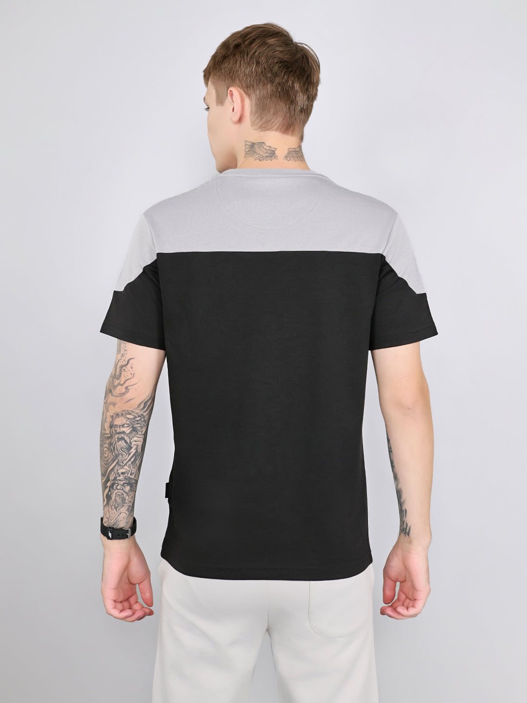 Rock.it Men Grey Solid Round Neck Half Sleeve T-Shirt