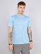 Rock.it Men Sky Blue Jacquard Round Neck Half Sleeve T-Shirt