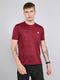 Rock.it Men Maroon Jacquard Round Neck Half Sleeve T-Shirt