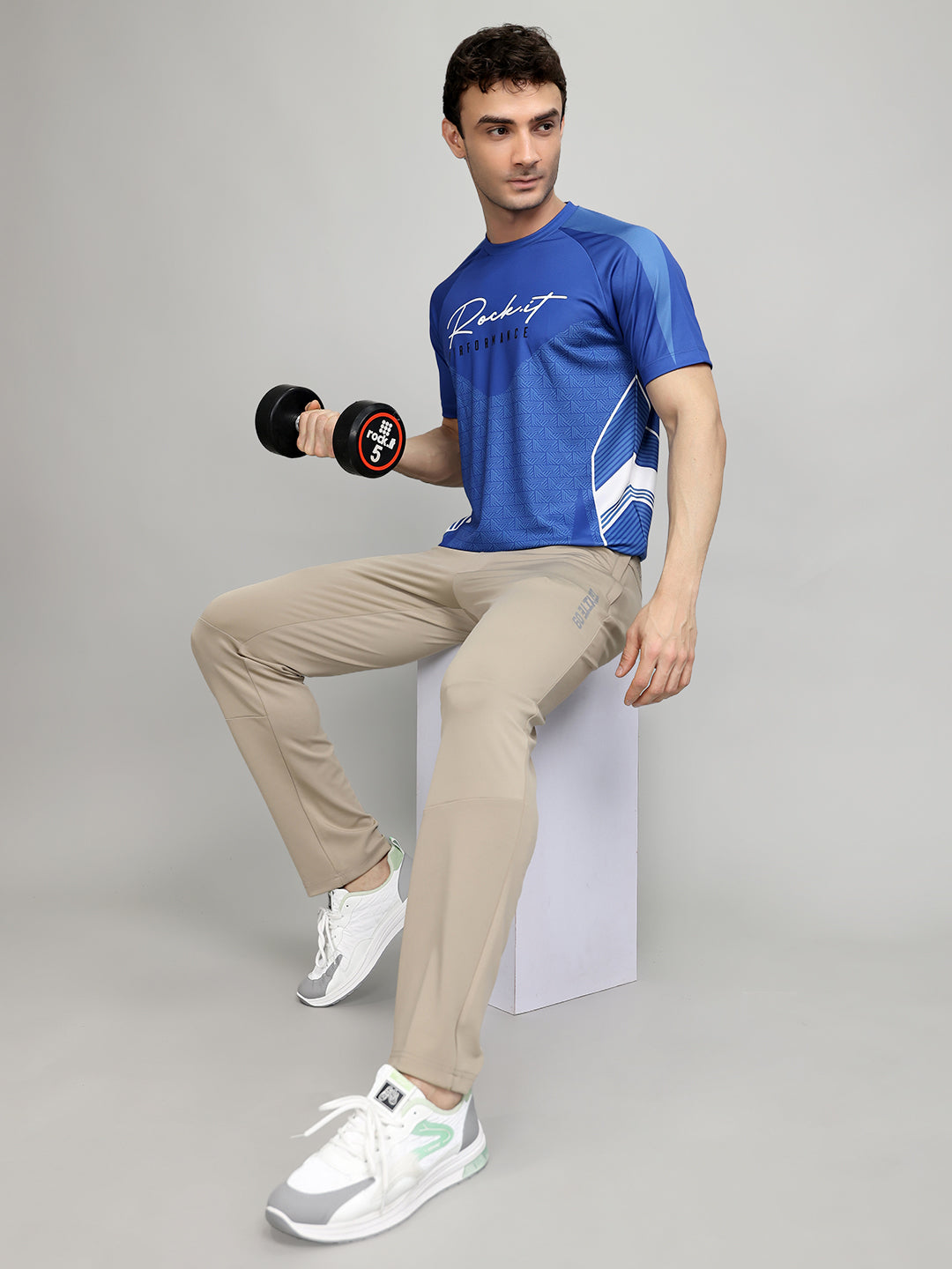 Rock.it Men Blue Printed Round Neck Half Sleeve T-Shirt