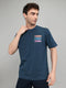 Rock.it Men Dark Blue Back Printed Round Neck Half Sleeve T-Shirt