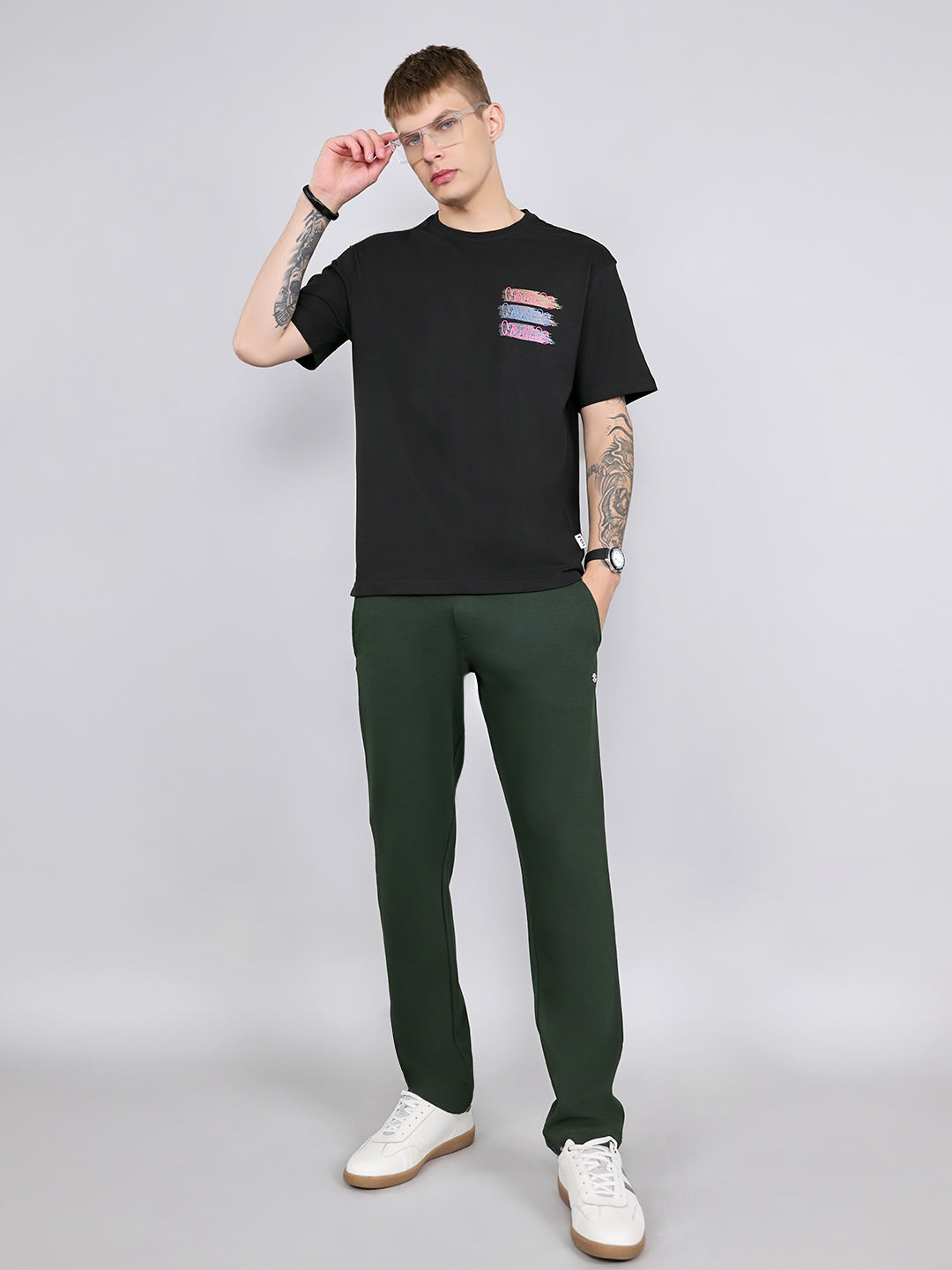 Rock.it Men Black Printed Round Neck Drop Shoulder Half Sleeve T-Shirt