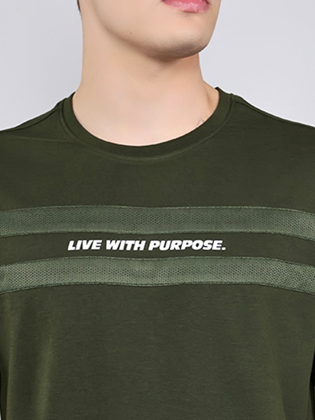 Rock.it Men Olive Solid Round Neck Half Sleeve T-Shirt