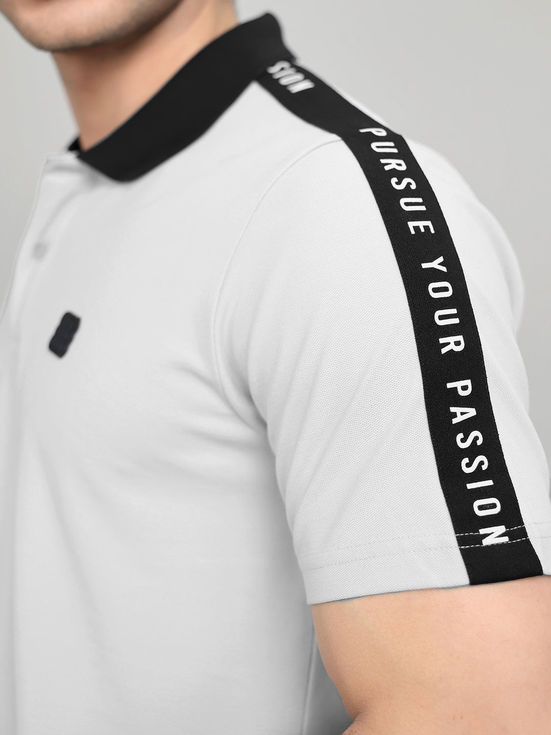 Rock.it Men Grey Solid Collar Half Sleeve T-Shirt