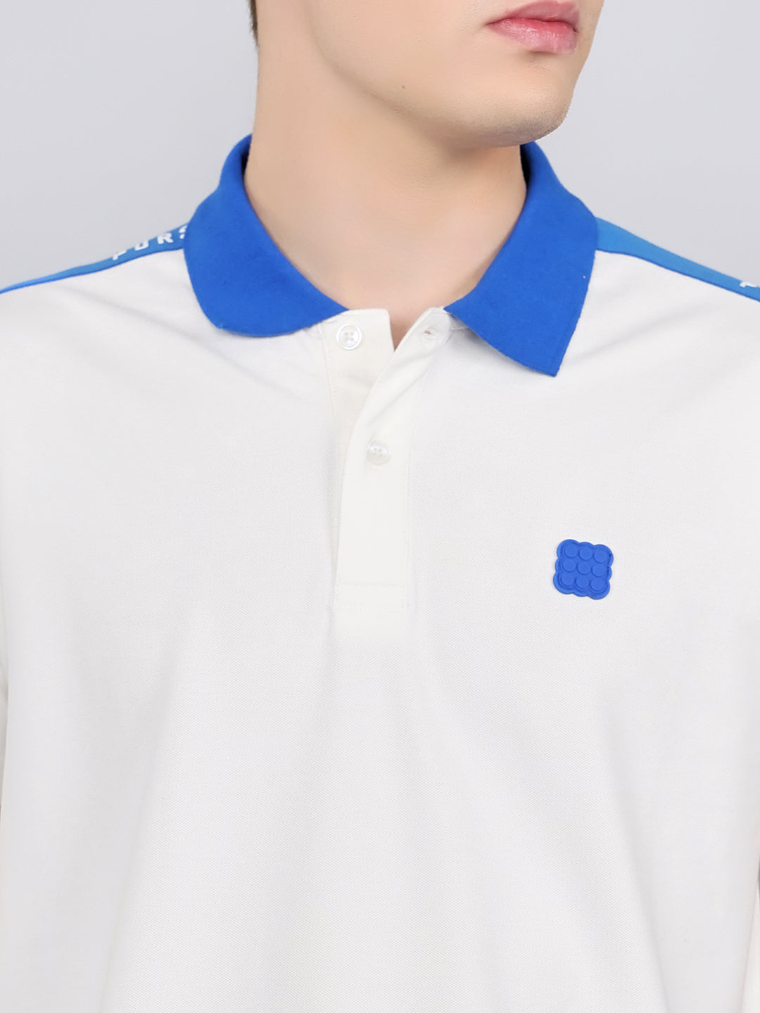 Rock.it Men White Solid Collar Half Sleeve T-Shirt