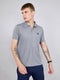 Rock.it Men Grey Jacquard Collar Half Sleeve T-Shirt
