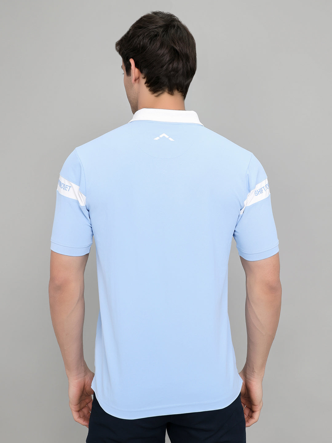 Rock.it Men Sky Blue Printed Collar Half Sleeve T-Shirt