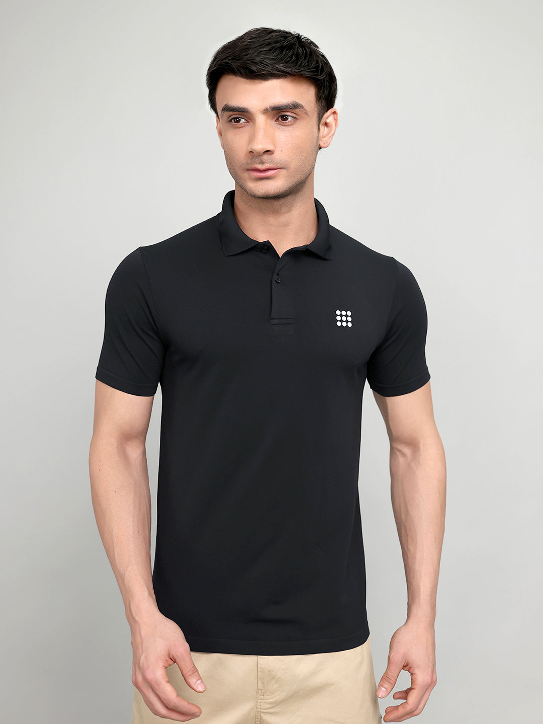 Rock.it Men Black Solid Collar Half Sleeve T-Shirt
