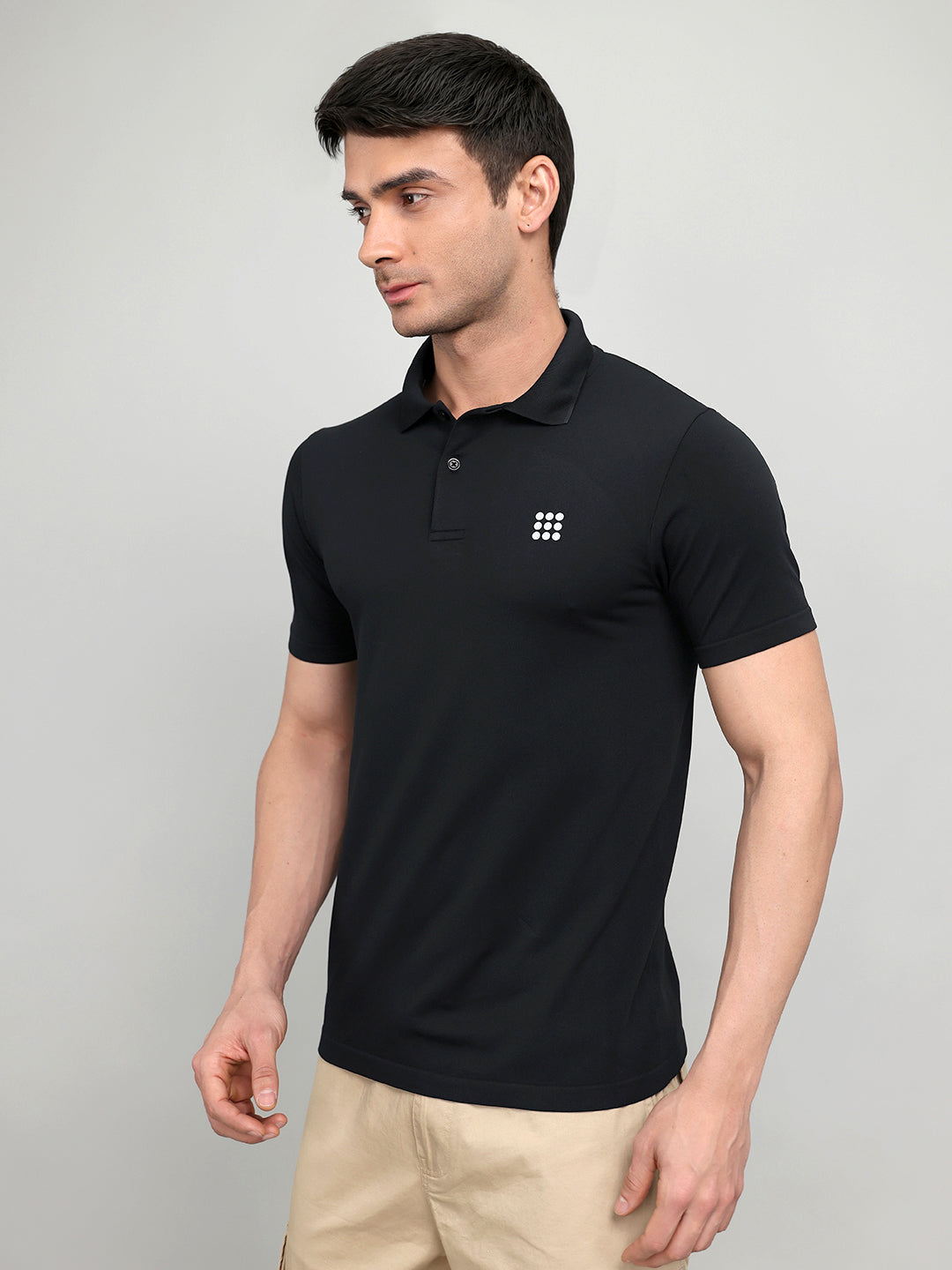 Rock.it Men Black Solid Collar Half Sleeve T-Shirt