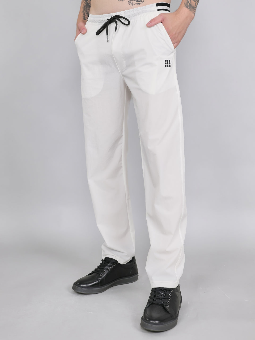 Rock.it Men Off White Solid Regular Fit Lower