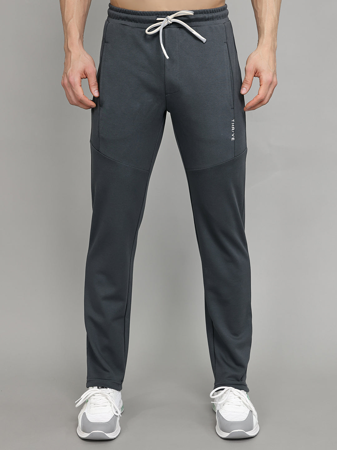 Rock.it Men Grey Solid Slim Fit Lower