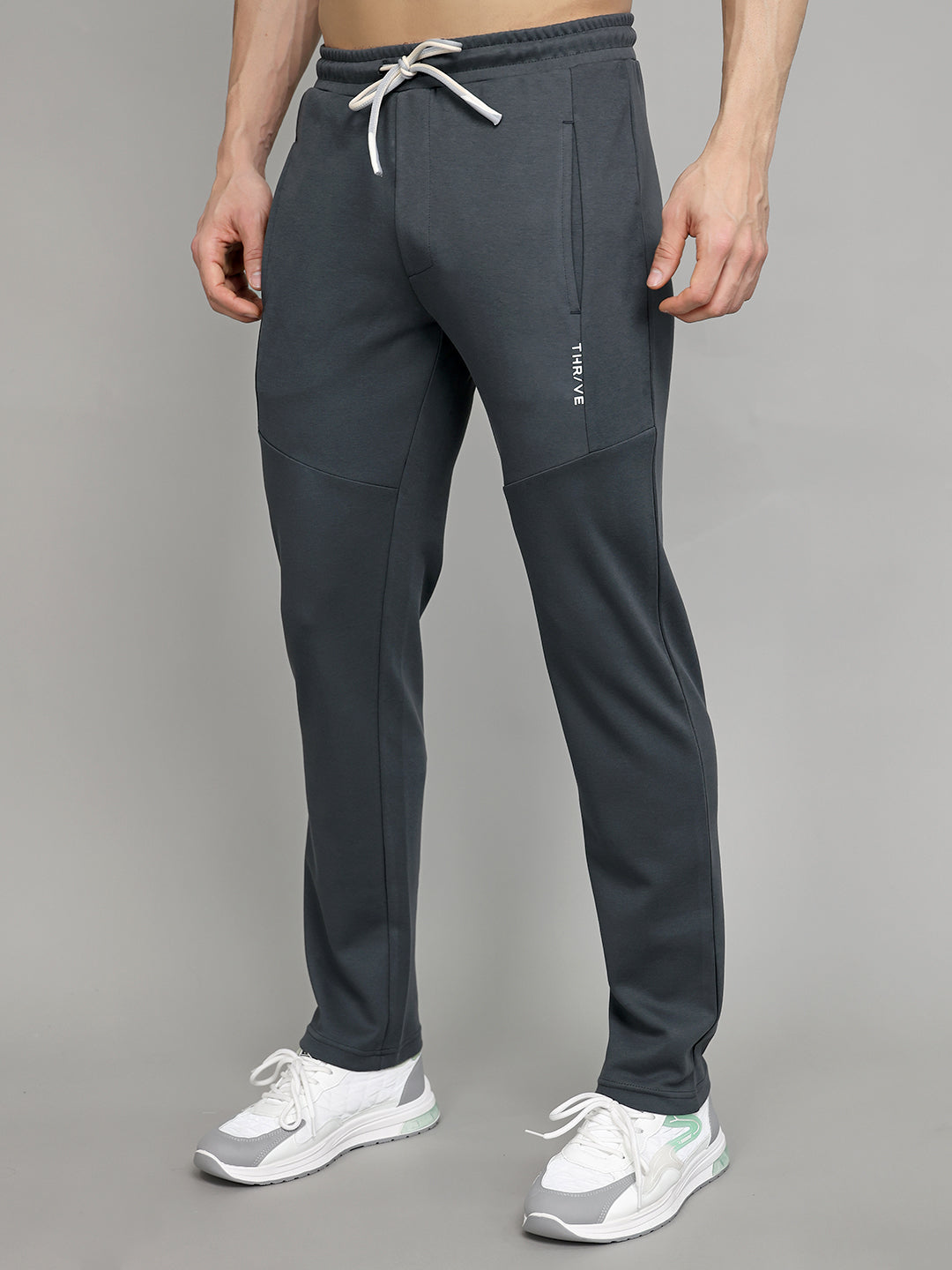 Rock.it Men Grey Solid Slim Fit Lower