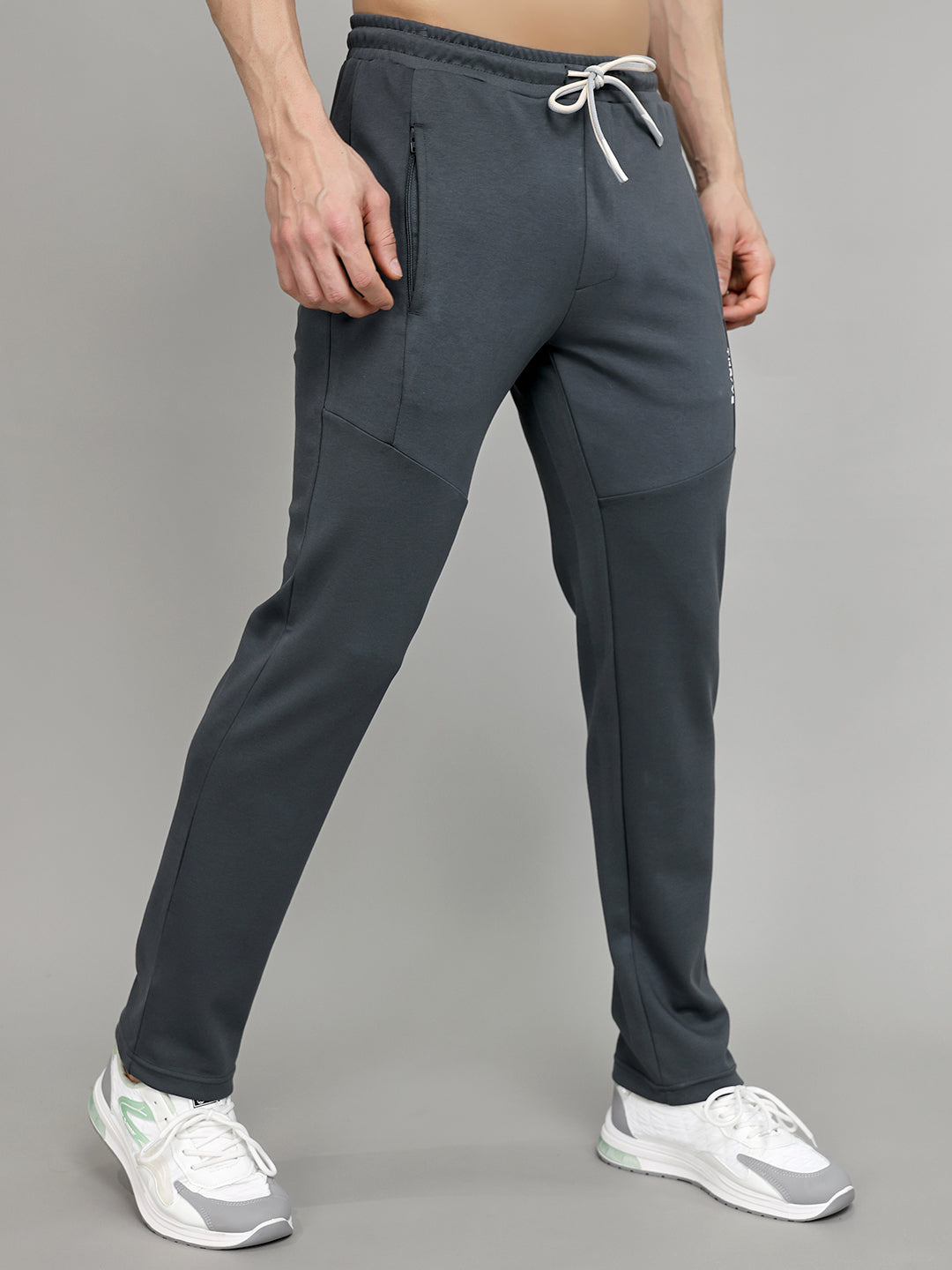 Rock.it Men Grey Solid Slim Fit Lower