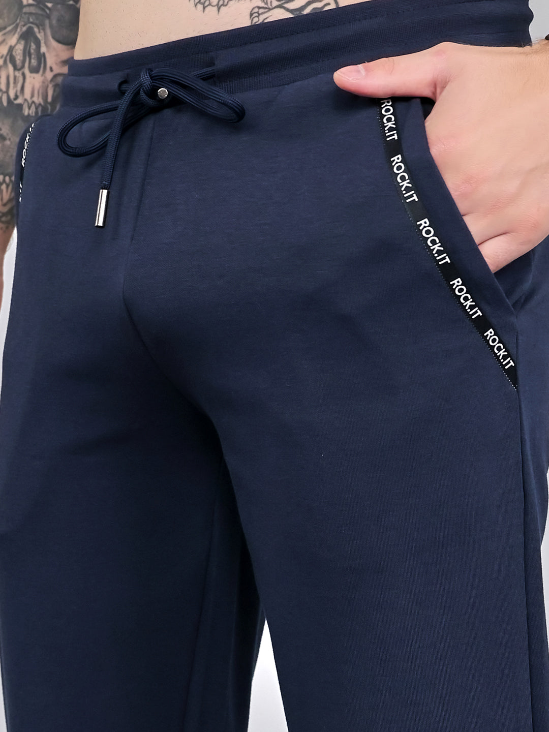 Rock.it Men Navy Blue Solid Smart Fit Lower
