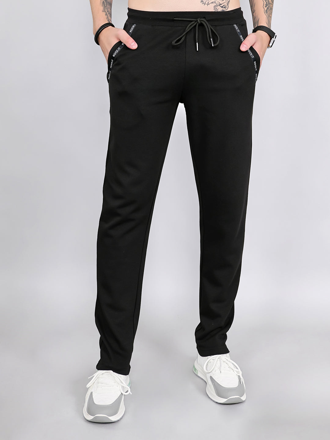 Rock.it Men Black Solid Smart Fit Lower