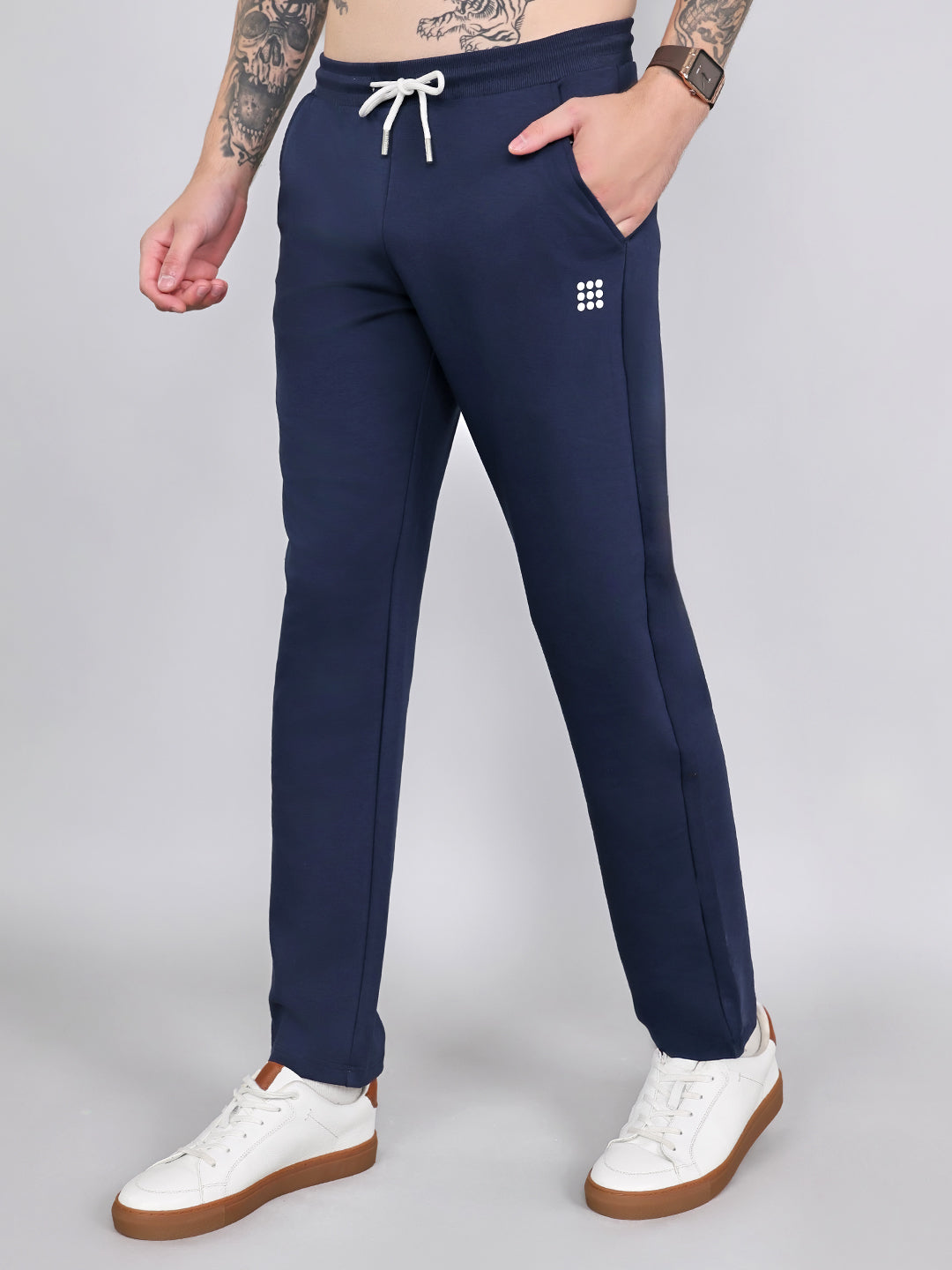 Rock.it Men Navy Blue Solid Smart Fit Lower