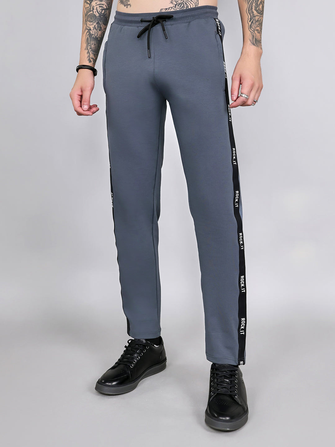 Rock.it Men Grey Solid Smart Fit Lower