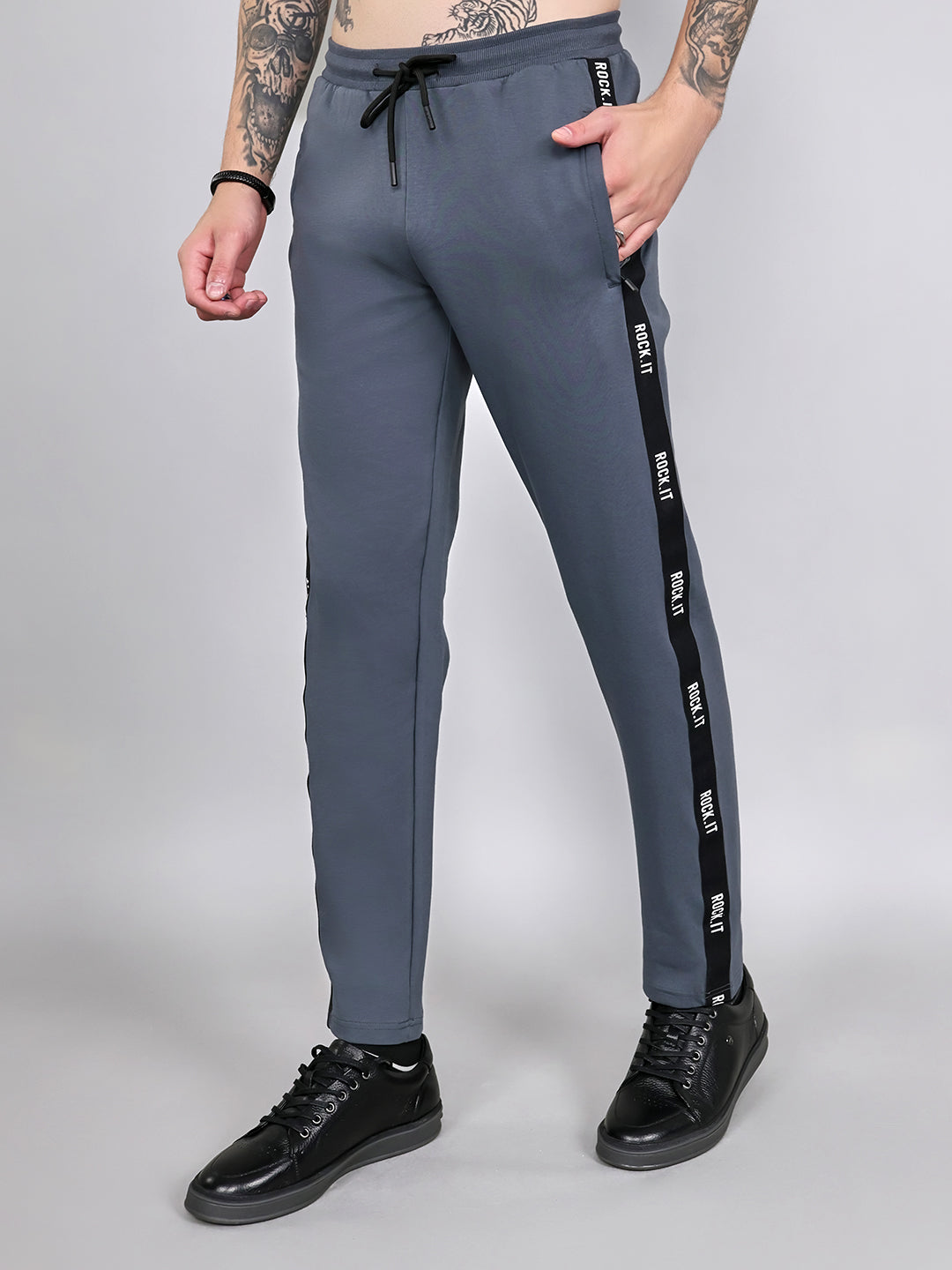 Rock.it Men Grey Solid Smart Fit Lower