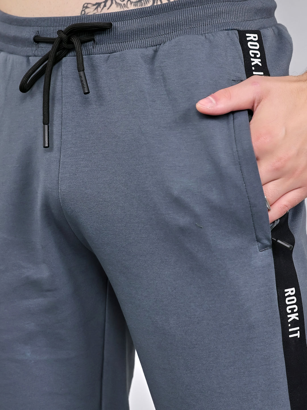 Rock.it Men Grey Solid Smart Fit Lower