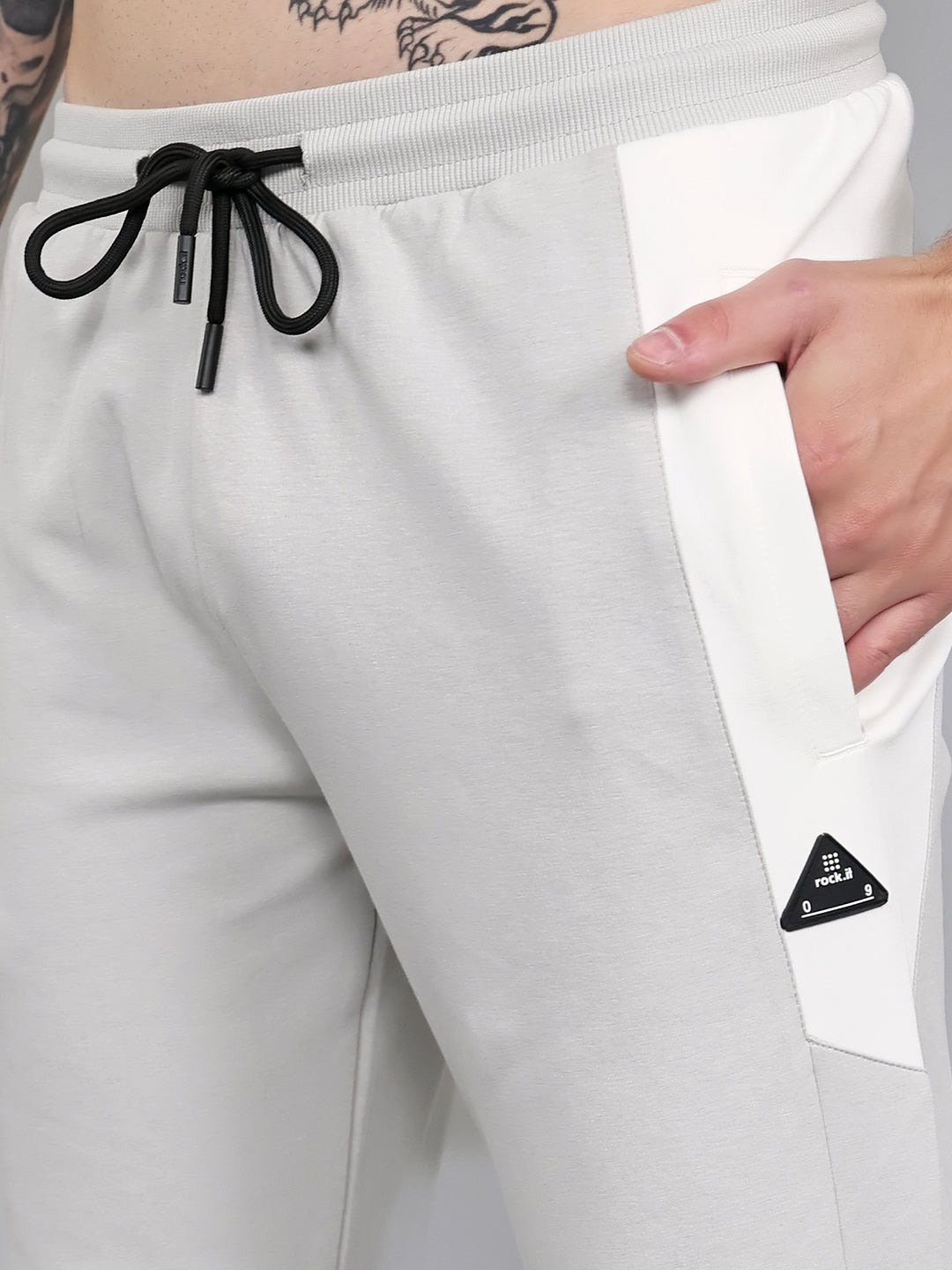 Rock.it Men Light Grey Solid Smart Fit Lower