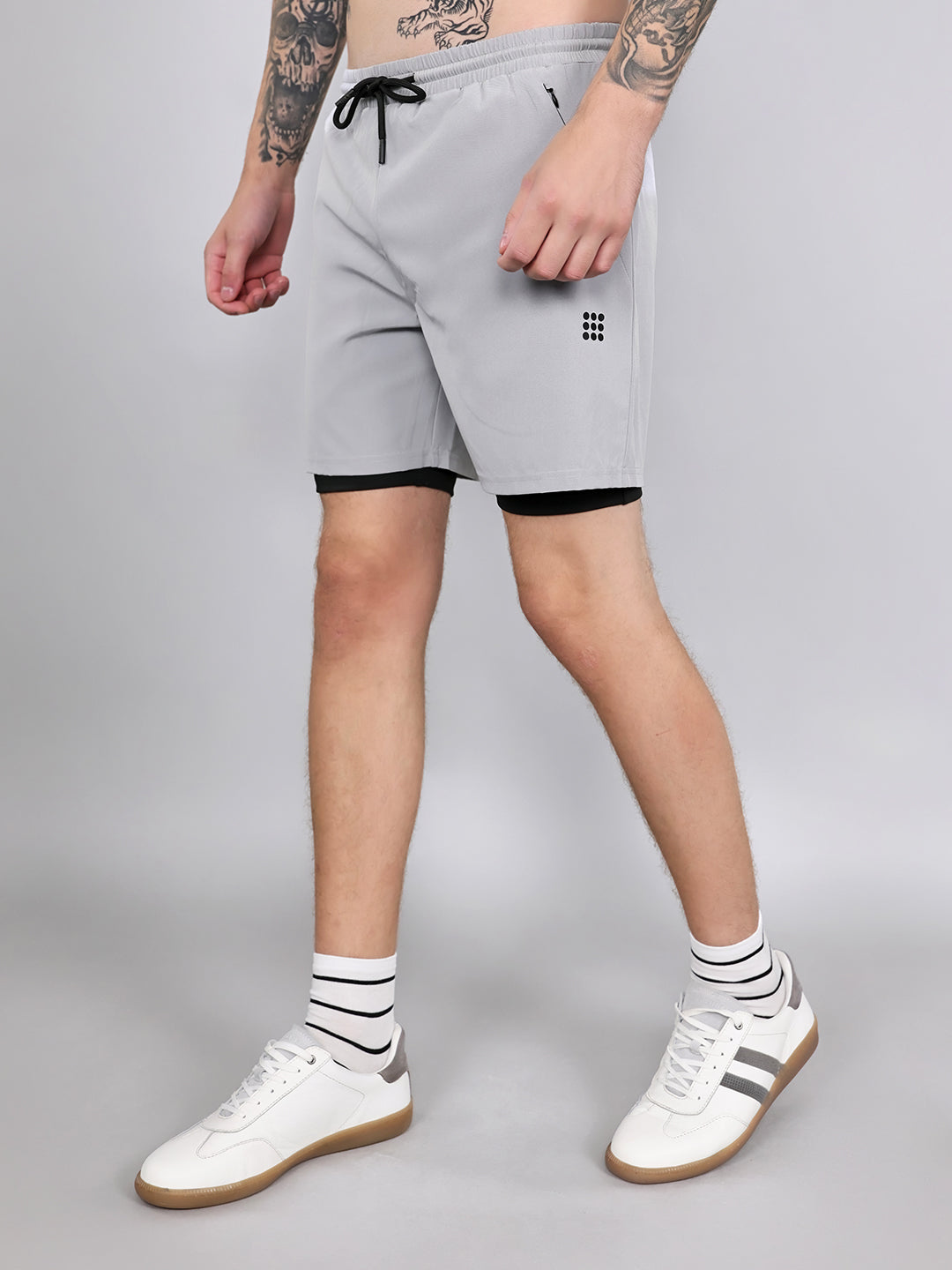 Rock.it Men Light Grey Solid Regular Fit Shorts