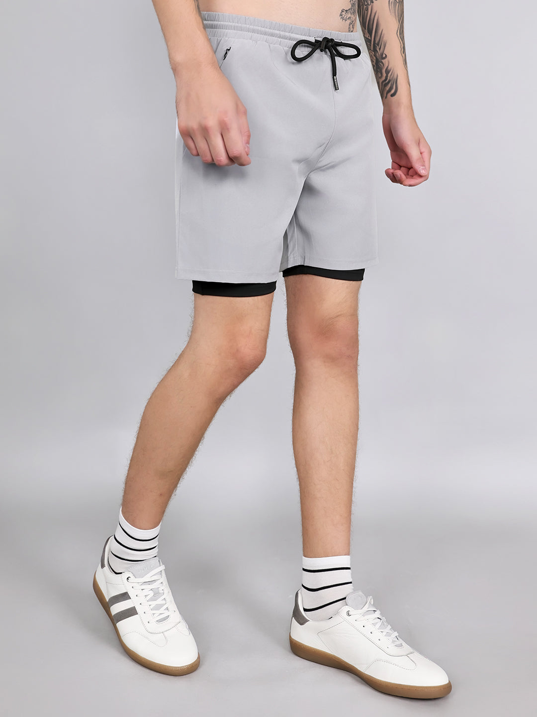 Rock.it Men Light Grey Solid Regular Fit Shorts