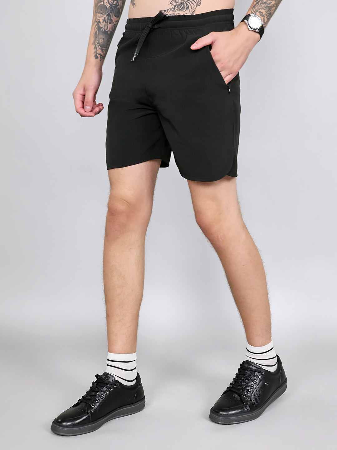 Rock.it Men Black Solid Regular Fit Shorts
