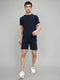 Rock.it Men Navy Blue Self Design Round Neck Half Sleeve Cords Set