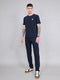 Rock.it Men Navy Blue Solid Round Neck Half Sleeve Cords Set