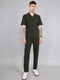 Rock.it Men Olive Solid Collar Half Sleeve Cords Set