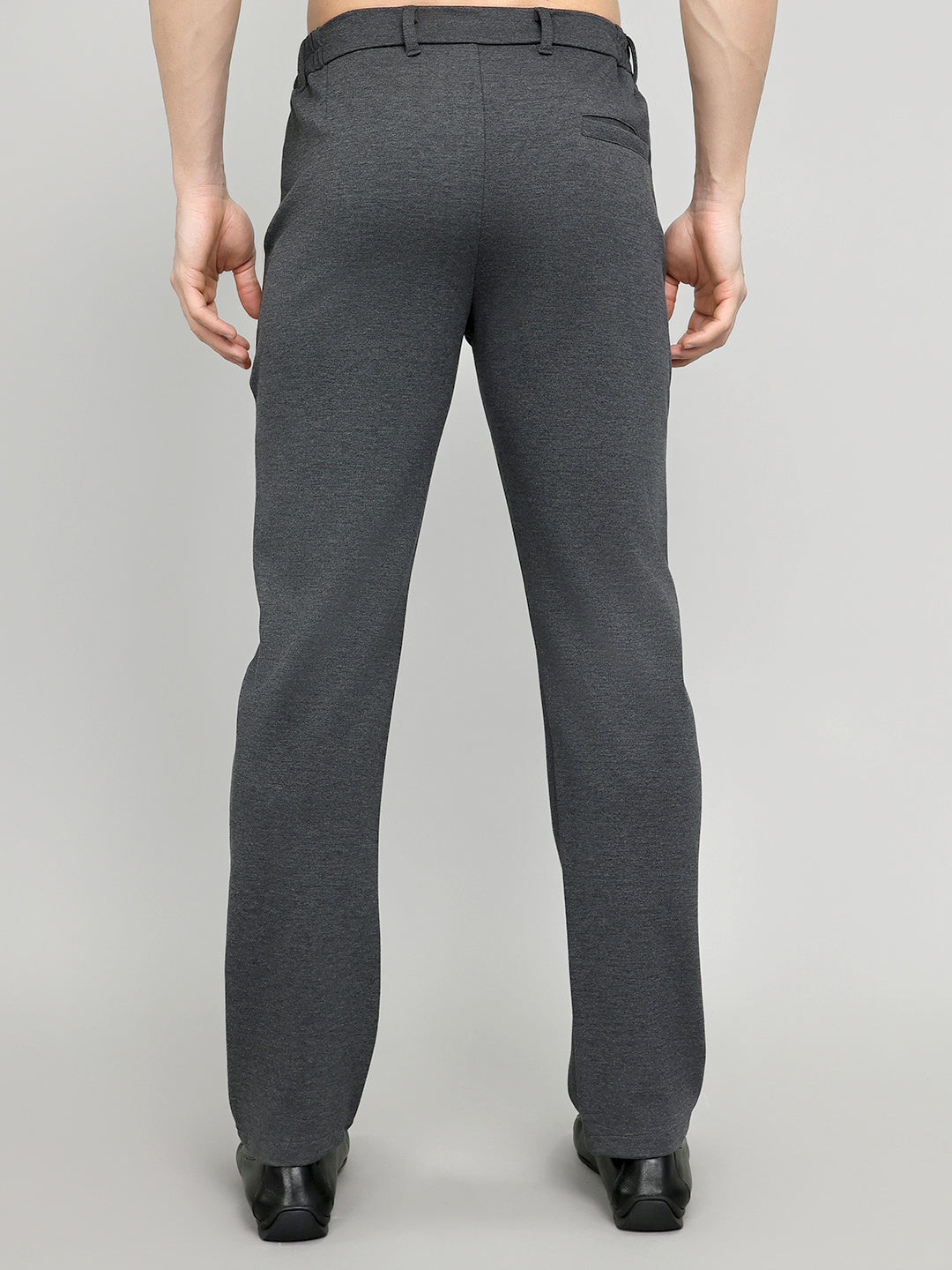 Rock.it Men Charcoal Solid Slim Fit Chinos