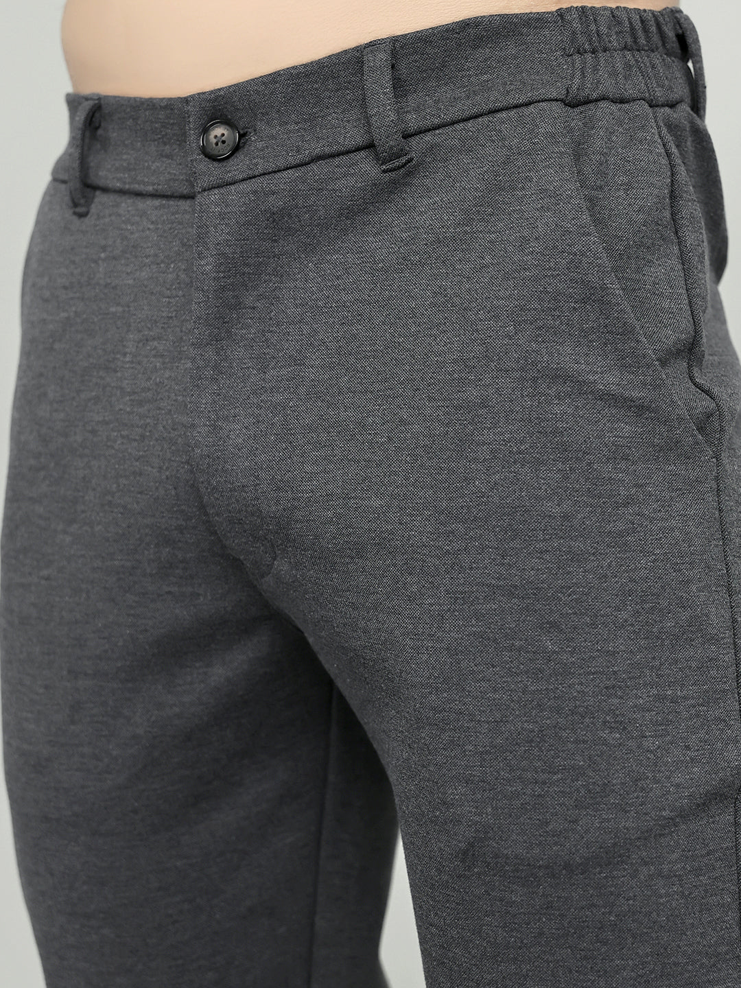 Rock.it Men Charcoal Solid Slim Fit Chinos