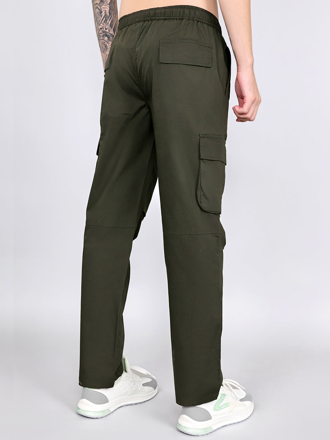 Rock.it Men Olive Solid Regular Fit Cargo