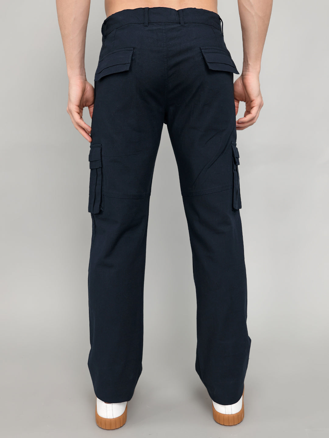 Rock.it Men Navy Blue Solid Slim Fit Cargo