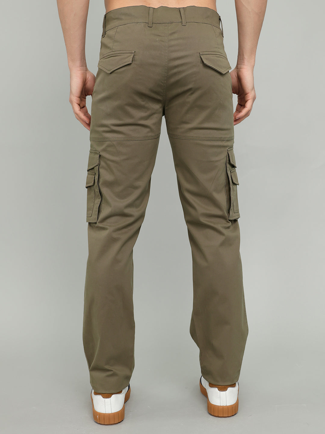 Rock.it Men Olive Solid Slim Fit Cargo