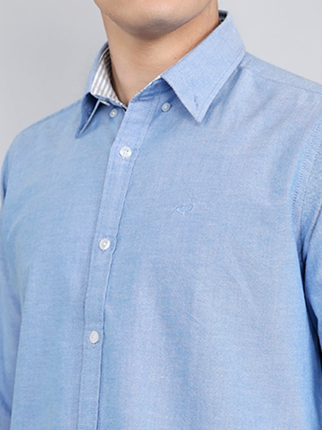 Rock.it Men Blue Solid Collar Full Sleeve Shirt