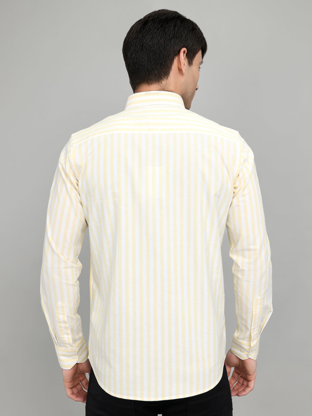 Rock.it Men Yellow Stripe Collar Full Sleeve Shirt