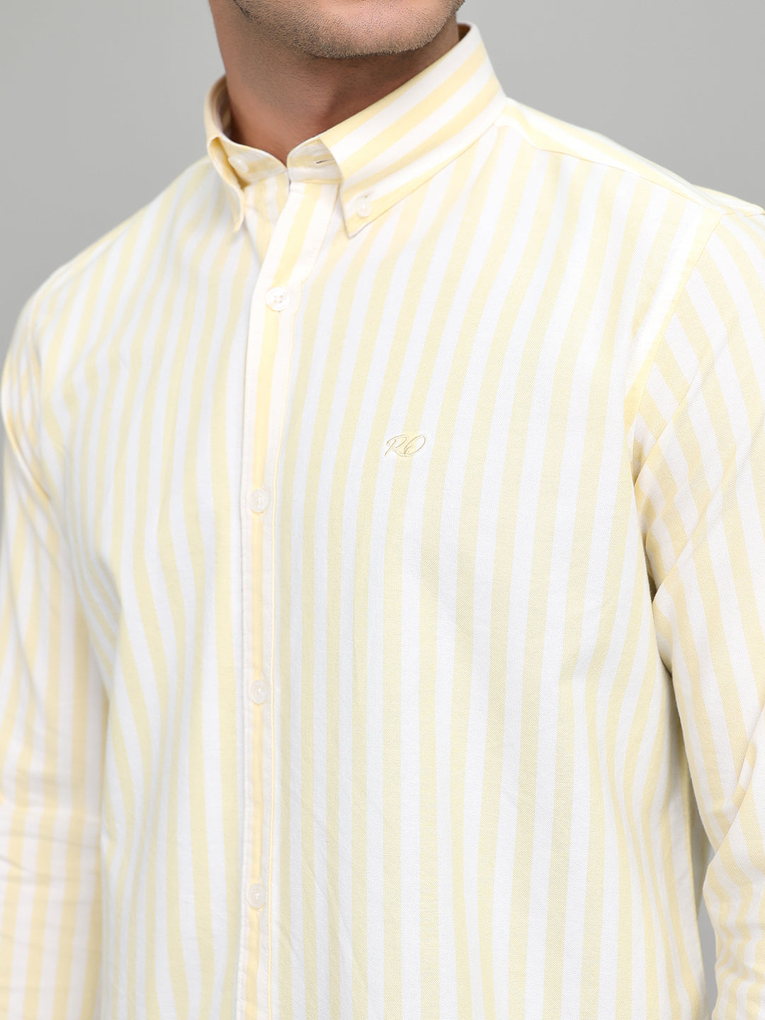 Rock.it Men Yellow Stripe Collar Full Sleeve Shirt